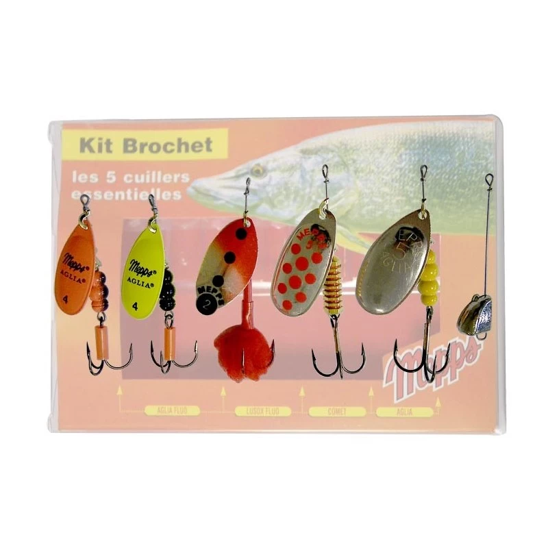 KIT BROCHET 5 CUILLERS MEPPS 3 KIT BROCHET 5 CUILLERS MEPPS